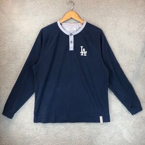 Tommy Bahama Mens LA Dodgers Henley Shirt Navy Blue Long Sleeve MLB Size Medium